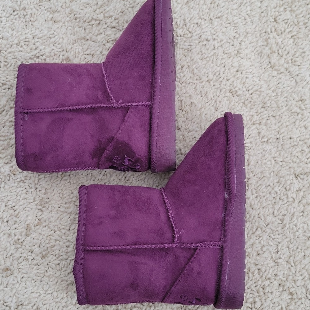 Dawgs Microfiber Boots Toddler 4/5 Purple Faux Shearling Memory Foam Slip Resist - Picture 5 of 9